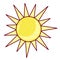 Sun icon, bright sunrise weather yellow element