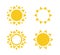 Sun icon set. Summer rest sign. Travel agency logo template. Sunny circle concept design. Isolated vector illustration