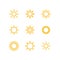 Sun icon set. Vector icon. Sun symbol. Yellow sun. Weather icon. Meteorology sign. Design element for work