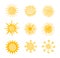 Sun icon set, vector illustration. Hot weather suns collection vector illustration, summer scribbled, sun doodles, hand