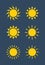 Sun icon symbol illustration, Sunlight design weather. Flat sunshine isolated set of sun logo