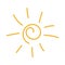 The sun icon is yellow. Abstract sun to represent the weather. Screen brightness and energy button. Summer heat, warm