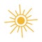 The sun icon is yellow. Abstract sun to represent the weather. Screen brightness and energy button. Summer heat, warm