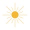 The sun icon is yellow. Abstract sun to represent the weather. Screen brightness and energy button. Summer heat, warm