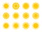 Sun icons collection. Summer suns flat design set