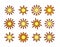 Sun icons with different rays. Summer symbols with gradient. Line flat sunlight signs. Vector illustration