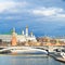 Sun illuminated Moskva River and Moscow Kremlin