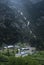 The sun illuminates Panticosa baths in the Pyrenees of Huesca