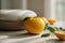 Sun-kissed Citrus Symphony, A Vibrant Gathering of Lemons Perched Atop a Polished Kitchen Counter