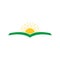 Sun and land book shape natural biology education symbol logo vector