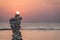 sun lies on stacked corals at the red sea on vacation