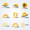 Sun logo (have Trees, clouds and water to composition) vector set art design