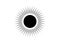 Sun logo icon  concept of sunburst sign, radial rays, filled black symbol, concept of solar eclipse, vector isolated on white