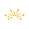 Sun logo icon with connecting line and dot.