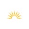 Sun logo icon with connecting line and dot.