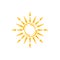 Sun logo icon with connecting line and dot.