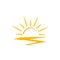 Sun logo icon with connecting line and dot.