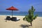 Sun lounge on Geger beach in Nusa Dua, Bali