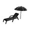 Sun lounger and parasol icon, simple style