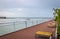 Sun loungers and sea on Cinta Costera - Panama City, Panama