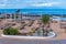 Sun Lounges at Playa de las americas at Tenerife, Canary islands, Spain