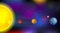 Sun, Mercury, Venus, and Earth Solar System in Galaxy Space View Cartoon