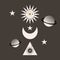 Sun, moon and celestial elements in a vector illustration