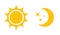 Sun and moon flat icon. Vector logo for web design, mobile and infographics