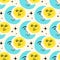 Sun and moon pattern. Freaky quirky pattern with sun and moon. illustration in doodle style
