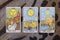 Sun, moon, star tarot cards.