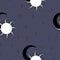 sun moon and stars seamless pattern on blue background
