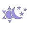 Sun and moon with stars vector icon. The symbol of the change of day and nigh cartoon style on white isolated background