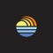 Sun ocean gradient geometric circle logo vector