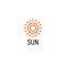 Sun orange color abstract simple icon. Outline sunny lineart shape. Summer day symbol and vector logo.