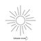 Sun outline logo. Sunny signboard. Bohemian emblem. Elegant badge for company branding. Isolated vector illustration