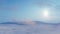 Sun over snow desert landscape at snowstorm 4K