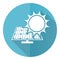 Sun over solar panel blue vector icon, flat design illustration in eps 10