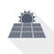 Sun over solar panel flat design vector icon