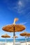 Sun parasols on a idyllic beach