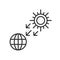 Sun part of the earth icon in line design green. Sun, part, earth, solar, system, light, energy, radiance, sunshine