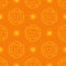 Sun pattern seamless. Hand drawn yellow sunshine icons orange background