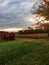 Sun Peaking Through the Clouds Over a Harvested Corn Field