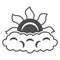 Sun peeps out through cloud solid icon, weather and climate concept, partially cloudy vector sign on white background