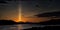 Sun Pillar at Sunset overlooking a Lake in Horizontal Orientation