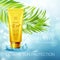 Sun protection cosmetic products design template. Vector illustration