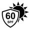 Sun protection factor 60 icon, uv radiation block symbol, sun protect skin vector illustration