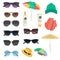 Sun protection ways color flat icons set for web and mobile design