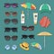 Sun protection ways color flat icons set for web and mobile design