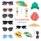 Sun protection ways color flat icons set for web and mobile design