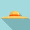 Sun protection woman hat icon, flat style